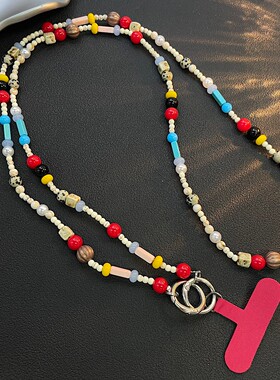 ins小众彩色石头diy手串珠壳挂绳ccd相机挂饰包包挂件装饰品