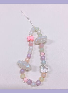 珠光透明云朵蝴蝶结方块手机链手机挂件ccd挂绳可爱ccd相机链女款