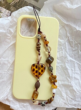 恒古琥珀手机链高级感手工珠串吊坠挂绳ccd相机挂链手腕防摔挂件