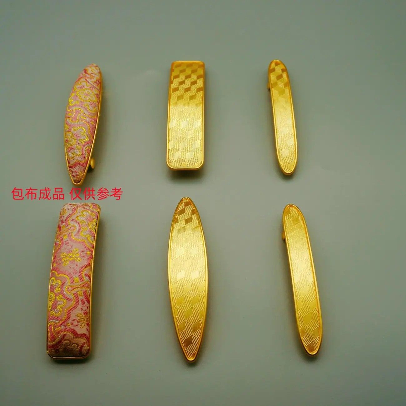 宋锦古风布料diy柳叶发夹底托弹簧夹底胚宋锦布头边角料配件图片