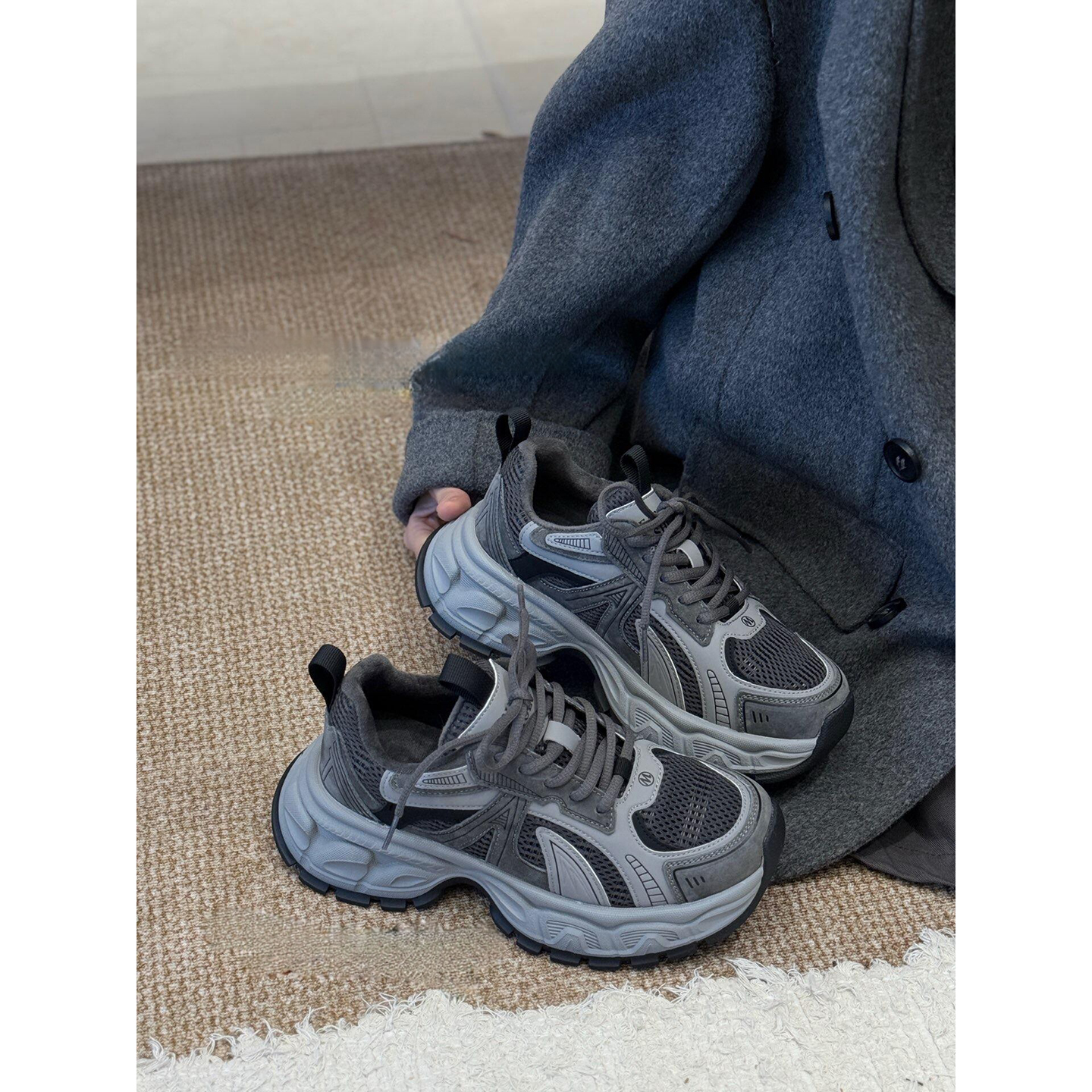 加绒老爹鞋女2025新款厚底运动鞋