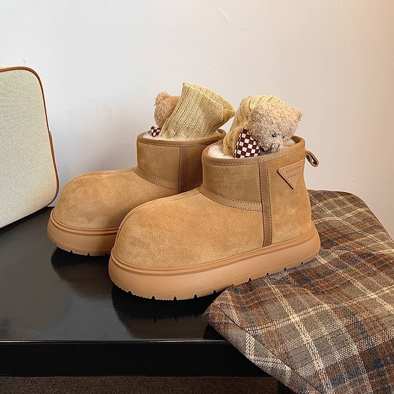 新款卡皮巴拉雪地靴小黄豚短筒