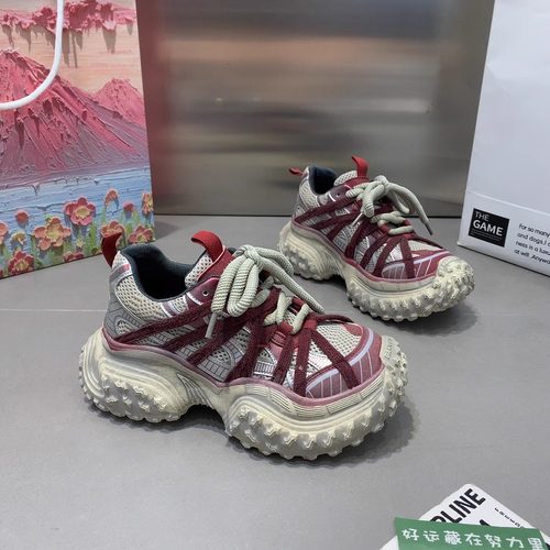 巴黎复古擦色做旧厚底运动老爹鞋