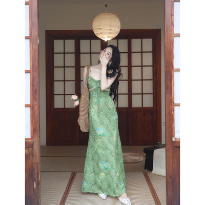 贰羊设计国风新中式吊带裙