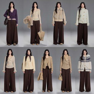 栖暮 口袋收褶百搭宽松长裤 高级感阔腿裤 新款 女秋冬季 贰羊设计