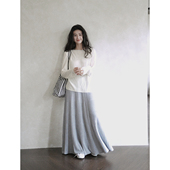 慵懒感垂感百搭A字半身裙女针织长裙 国风新中式 贰羊设计 明舒