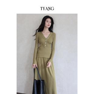 贰羊设计【长风渡】文艺通勤气质保暖舒适抗起球针织衫半裙套装女