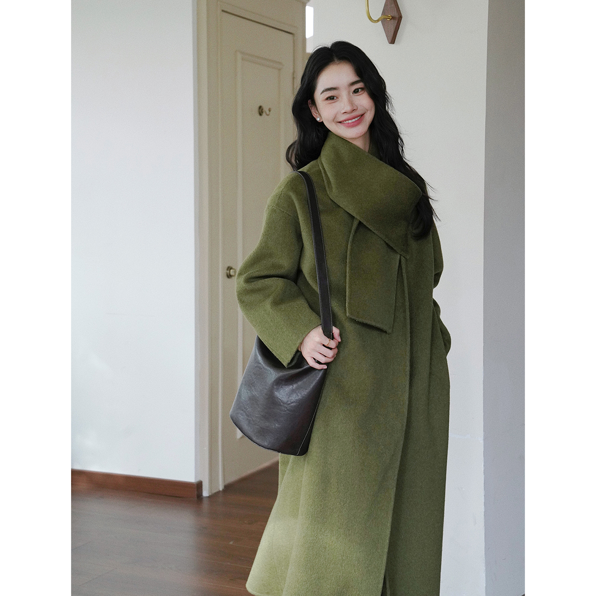 1oo羊毛可拆卸围巾外套