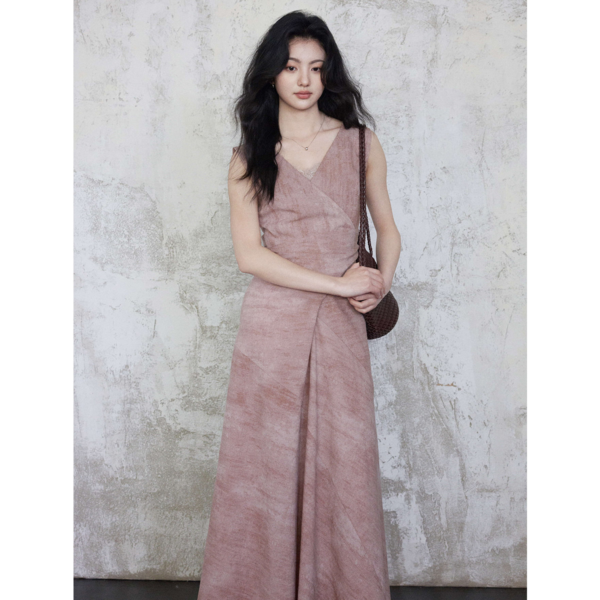 贰羊设计【琳依】设计感晕染收腰连衣裙女v领背心裙气质长裙套装,女装/女士精品,连衣裙,淘宝优惠券,粉丝福利购,淘宝优惠卷