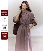 贰羊设计 紫芙 知识分子风紫色高级感风衣外套女秋炒色极简大衣