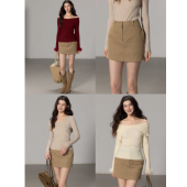 贰羊设计 简约百搭灯芯绒高腰a字半身裙女1oo棉显瘦短裙子 以安