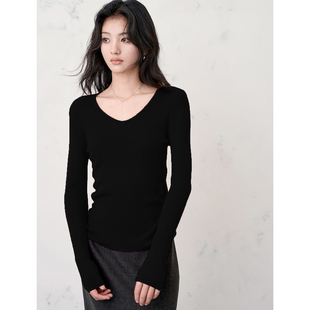 贰羊设计【现货7折】【玄英】30羊毛圆领长袖秋季气质打底衫女