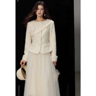 小香风夹棉外套高级感套装 法式 女重工网纱蓬蓬裙 云序 贰羊设计