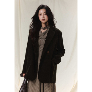 女秋新款 极简复古高级感灯芯绒西装 宽松休闲外套 秋澄 贰羊设计