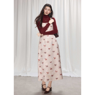 贰羊设计【马上有钱】马年限定新中式缎面暗提花连衣裙女无袖长裙