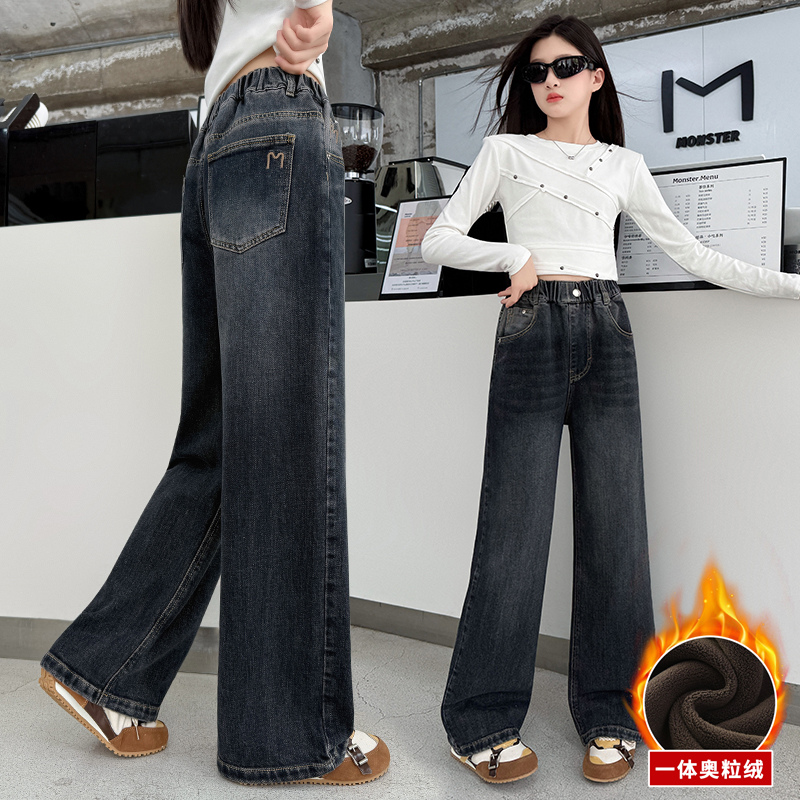 女童牛仔裤秋冬款2025新款