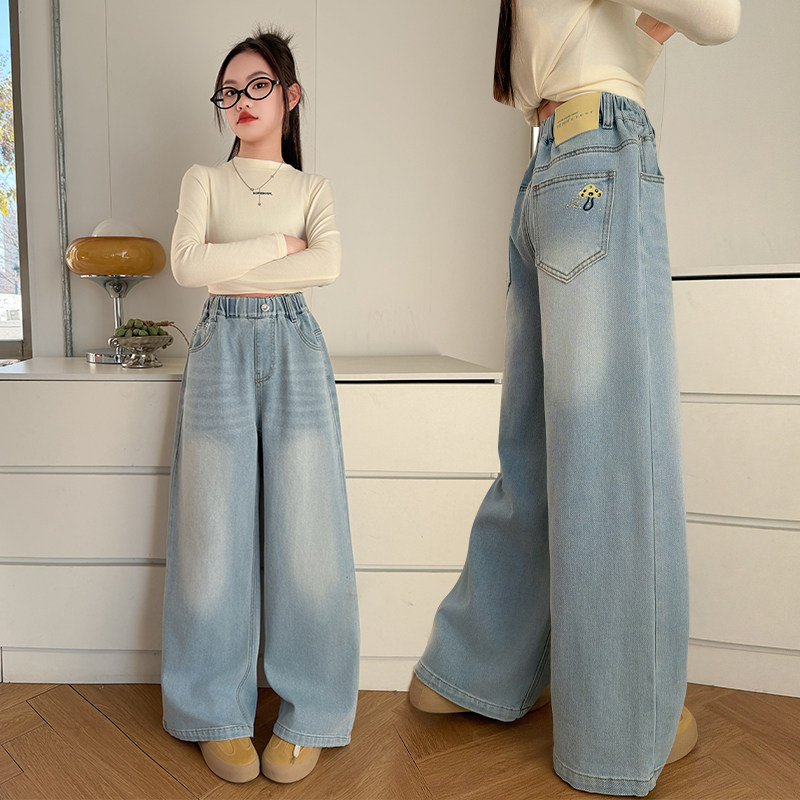 女童春装牛仔阔腿裤外穿2026新款中大童宽松直筒裤初中生显瘦裤子,童装/婴儿装/亲子装,儿童牛仔裤,淘宝优惠券,粉丝福利购,淘宝优惠卷