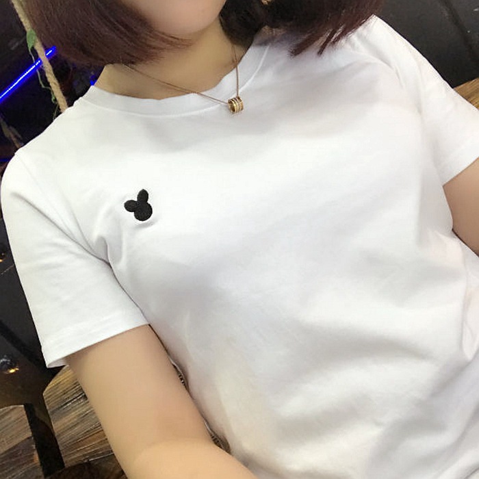 【买一送一】ins超火同款韩国短袖上衣白色宽松纯棉刺绣米奇t恤女