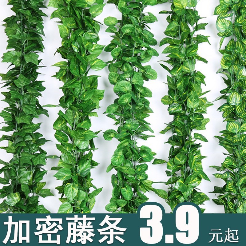 仿真葡萄叶装饰假树叶绿叶爬山虎绿萝叶藤条吊顶叶子植物花藤