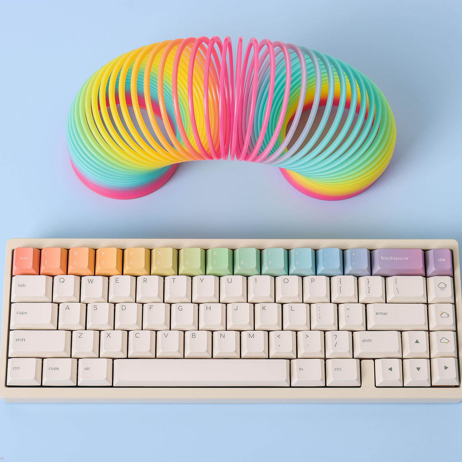 MINIMALIST RAINBOW AFTER RAIN KEYCAPS PBT FIVE-SIDED SUBLIMATION MOA ORIGINAL MECHANICAL KEYBOARD KEYCAPS WOOTING