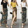summer Bohemia Broken flowers Ethnic style Chiffon The dress Bandage Single chip Wrap Dress Slit skirt skirt