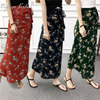 Bohemia Single chip skirt Mid length version Frenum skirt Chiffon Maxi dress Broken flowers Slit skirt