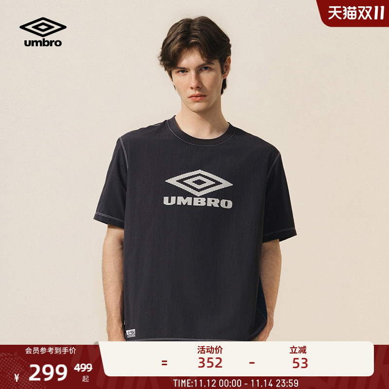 umbro茵宝复古撞色圆领休闲T恤