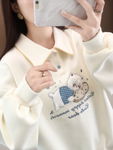 秋季2025新款爆款假两件上衣女POLO领女士卫衣洋气外套冬装小个子