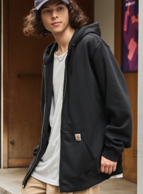 现货正品 Carhartt K122 卡哈特主线工装拉链加绒连帽卫衣帽衫