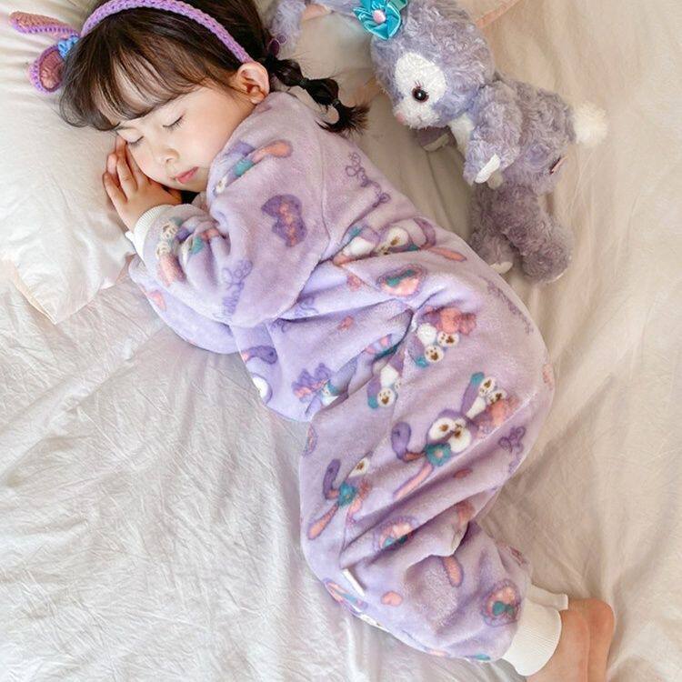 星黛露男女宝宝连体衣睡袋睡衣法兰绒秋冬季加绒加厚珊瑚儿童婴儿