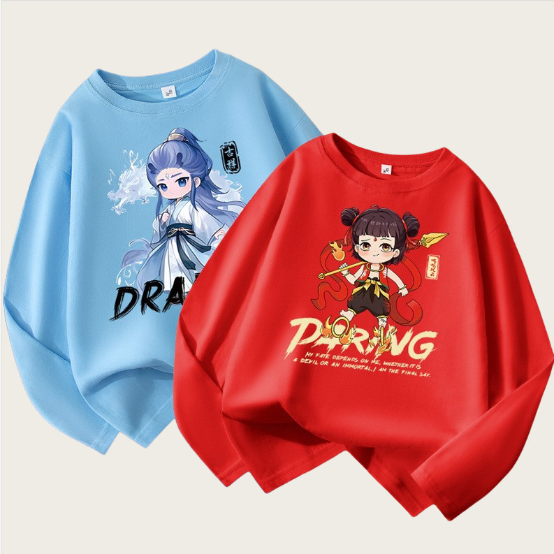 哪吒儿童服装纯棉T恤春秋