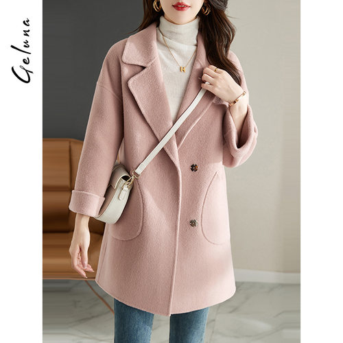 高端双面绒大衣小个子2024年春秋季新款品牌气质羊毛呢子外套中长