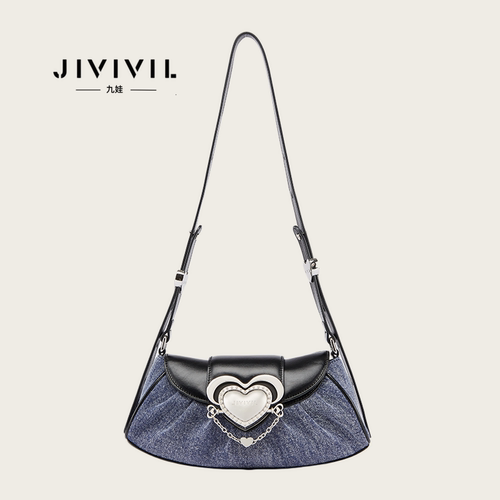 JIVIVIL新款牛仔斜挎腋下包