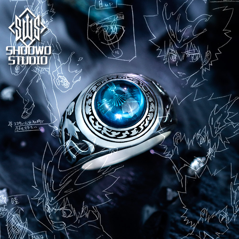 手午原创|纯银家庭教师戒指彭格列指环大空戒指男托帕石学生动漫