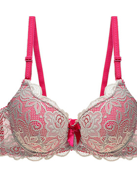 撞色时尚性感欧美文胸 少女聚拢秋冬日系蕾丝95C大码内衣新款胸罩