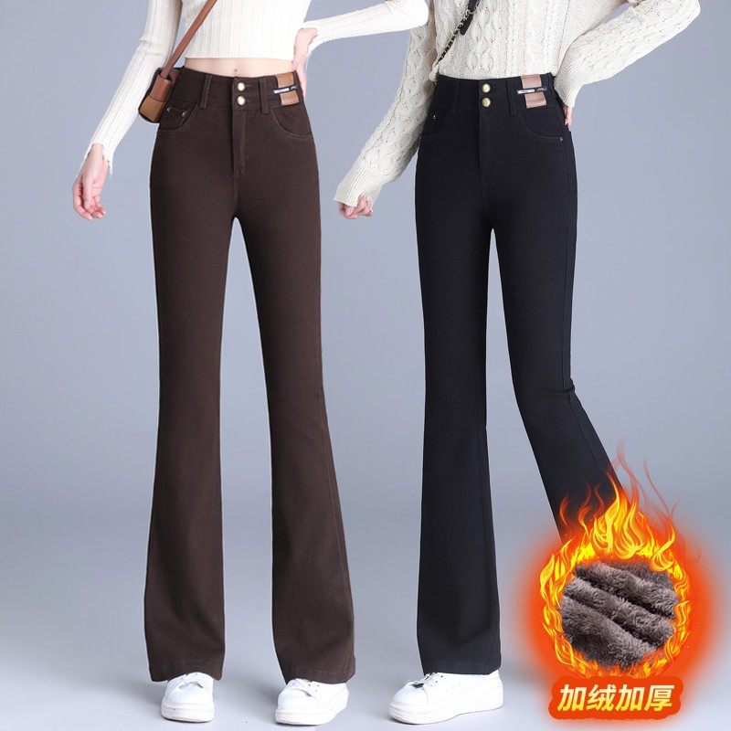 加绒加厚高腰微喇牛仔裤子女款爆款2025秋冬修身显瘦小个子喇叭裤,女装/女士精品,休闲裤,淘宝优惠券,粉丝福利购,淘宝优惠卷