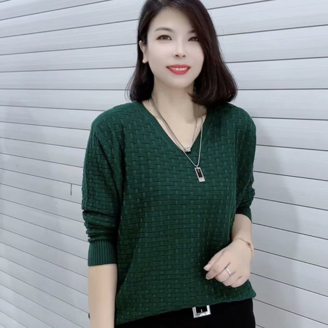 加肥加大V领毛衣女2023秋冬女装洋气百搭长袖针织衫纯色宽松毛衫,女装/女士精品,大码内搭,淘宝优惠券,粉丝福利购,淘宝优惠卷