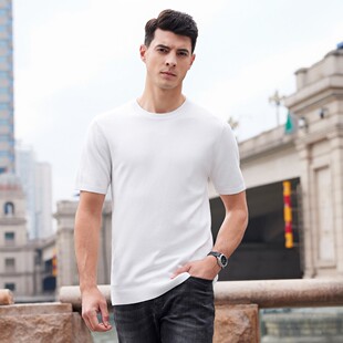 抗起球仿羊春秋绒针织男士 T恤圆领纯色打底简约基础通勤轻熟 短袖