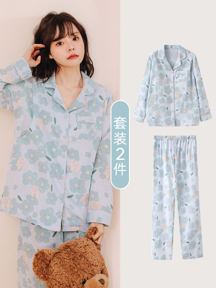 산후 의류 여름 얇은 산후 순면 거즈 가을 산후 수유 잠옷 봄 가을 산후 가정 의류 여름 의류