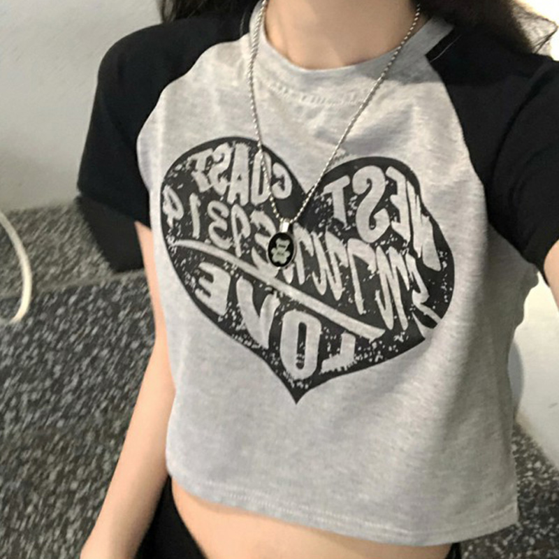 Official map price 65 polyester 30 cotton 5 spandex 2021 new open navel short sleeve T-shirt