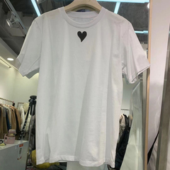 官圖實價 純棉 2021春夏裝新款愛心印花圖案寬鬆短袖T恤女