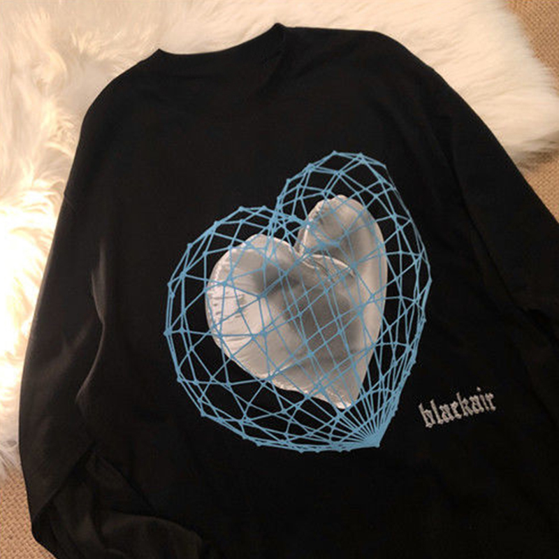 Official map real price 26% cotton 74% polyester 2021 spring and summer love printed long sleeve sweater