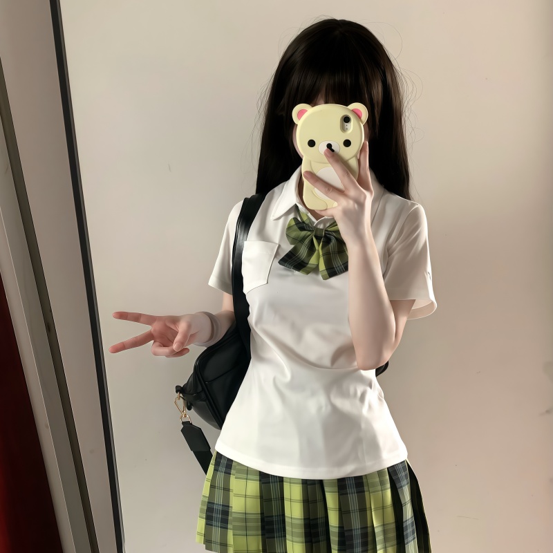 JK制服小谷刺绣夏季短袖POLO衫