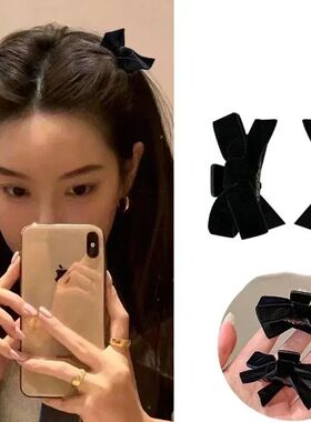 2pcs Black Bow Small Grab Clip Women's Autumn And Winter