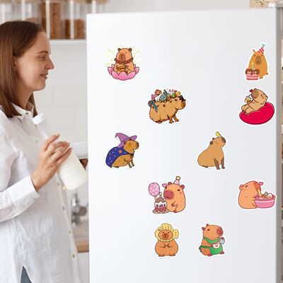 50Pcs Cute Brown Stickers Waterproof Cartoon Animal Decals