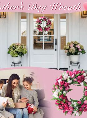 15.7inch Spring Wreath for Front Door Flower Wreath with