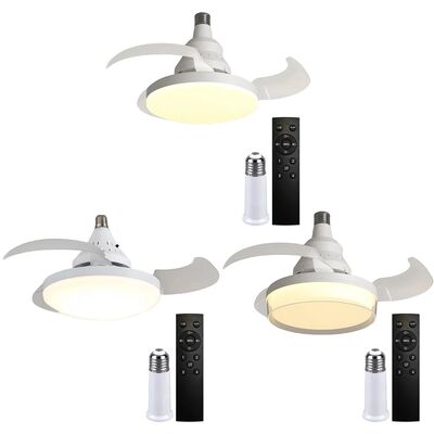 Portable Hanging Fan with LED Light Remote Control Cordless