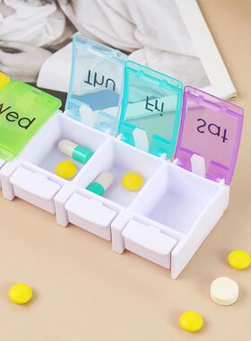 Rainbow Bounce Button Medicine Box Portable 7-Grid Travel