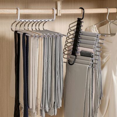Stainless Steel Multi-Layer Pants Hanger, Foldable 5-Tier