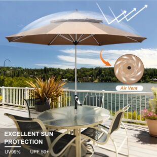 8-Rib Large Patio Shade Outdoor Table Umbrella All-Weather